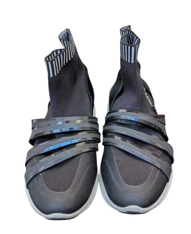 Tory Burch Sport Banner Performance Zapatilla Mujer 7 Negro Blanco Calcetín Zapatos Botas Foto 4 de 4