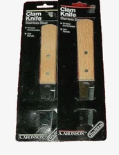 Set Of 2 Aronson Stainless Steel Clam Oyster Knife  Oak Wood Handle 71/2in**