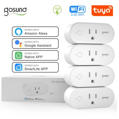 Gosund 4 Packs Smart Plug WiFi Tuya Outlet Socket Work With Alexa Google Home