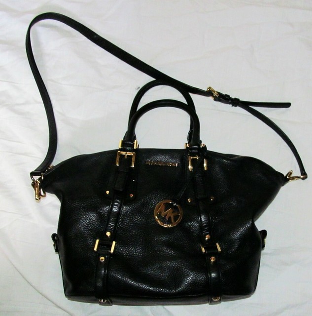 michael kors black leather purse