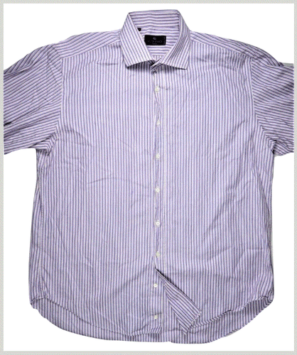 ETRO Milano Mens Dress Shirt 44/L Purple Striped Cotton Made Italy Designer EUC - Bild 3 von 9