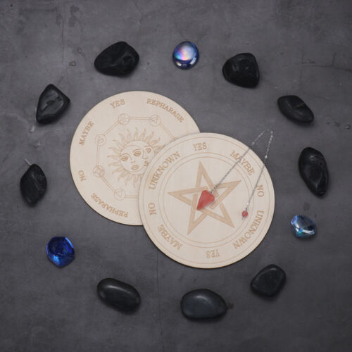 Wall Sign Wooden Pendulum Board Slice Wood Base with Stars Sun and Moon - Afbeelding 1 van 19