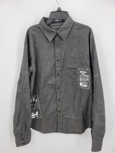 Guess Shirt Mens Large Gray Graphic Print Distressed Vintage Streetwear Y2K 90s