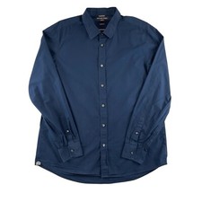 Michael Kors Shirt Mens XL Navy Blue Tailored Fit Corpcore Career Office Dress