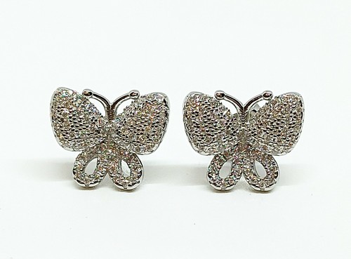 Orecchini donna bambina farfalla argento 925 zirconi bianchi Earrings Silver