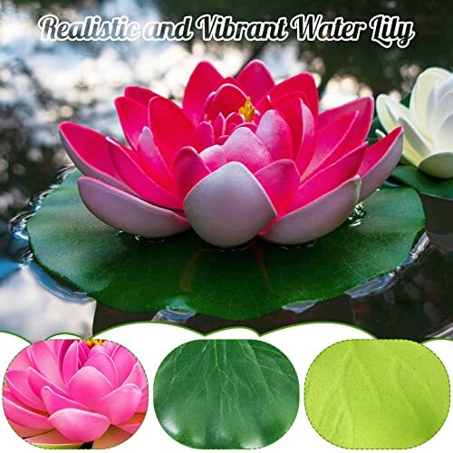 Artificial Lotus Flowers Water Lilies for Pond Pool 10 Pcs Realistic Floatin... - Picture 5 of 7