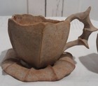 Vtg. Barbara Walch Pinch Pottery Lot of 3 pieces Cups Saucer Signed Whimsical — photo 9
