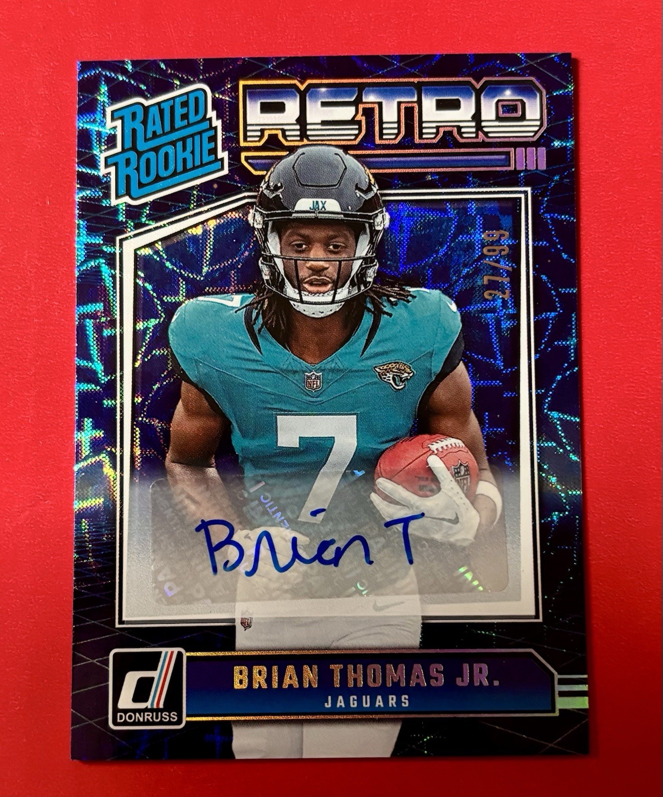 2024 Panini Donruss Rated Rookie Retro Brian Thomas Jr. #17 Autographs /99 AU,RC