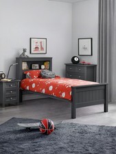 Maine 90cm Single Anthracite Black Bookcase Shelf Headboard Bed