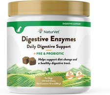 NaturVet Digestive Enzymes Plus Pre  Probiotic for Dogs 120 Soft Chews - 3 Pack