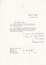 Letter headed paper Royal Palace Amman Jordon Signed by Crown Prince Hassan.