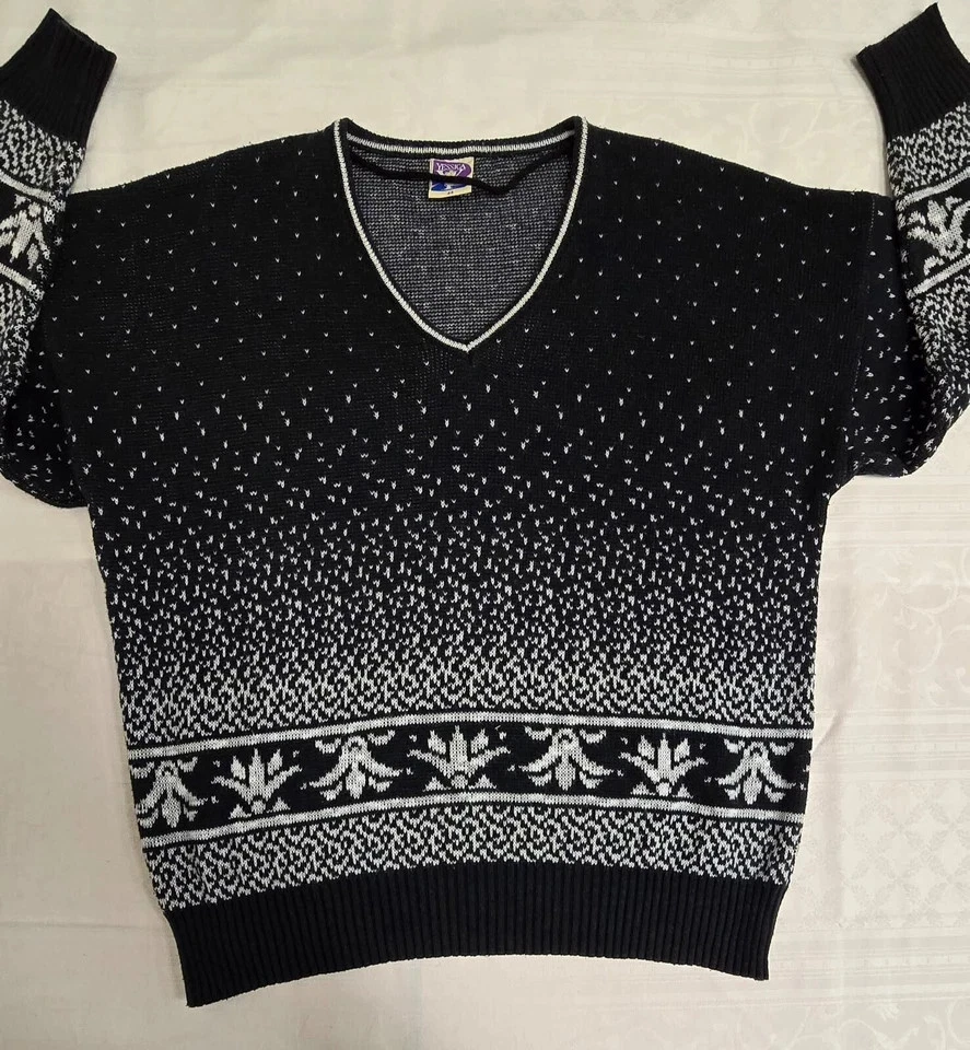 Yessica Damenpullover, Gr. 44, Strickmuster, Schwarz-Weiß - Bild 2 von 4