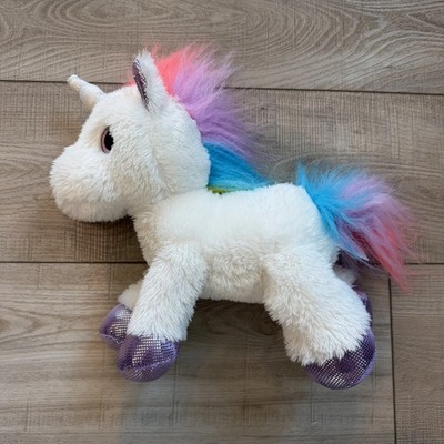 Aurora Sparkle Tales Rainbow Unicorn Plush White Rainbow Mane Purple Hooves 12''