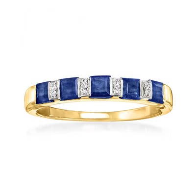 Ross-Simons 1.30 ct. t.w. Sapphire Ring With Diamond Accents in 18kt Gold