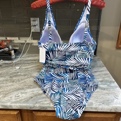 Bleu Rod Beattie Kore Shirred Bandeau One Piece Swimsuit Blue Size 12 New 129$