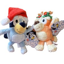 BLUEY  BINGO Santa Reindeer Christmas Plush Set of 2 Bag Clip On Keychain NEW