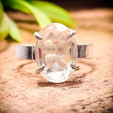 White Topaz Gemstone 925 Sterling Silver Gemstone Jewelry Ring All Size"