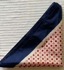 Vintage 22" Navy Blue Red Floral Foulard Pocket Square Geometric Bandana