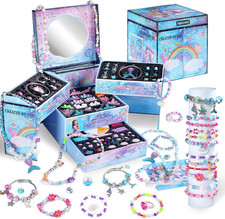 Charm Beads Bracelet Making Kit for Girls Ages 4-12 - Perfect Gift Idea