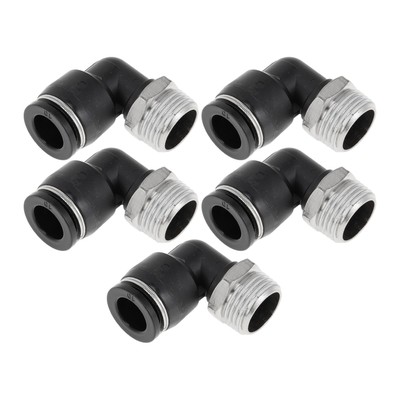 Push to Connect Air Fittings 3/8'' 90 Degree Air Line Quick Joint Plastic Meta...