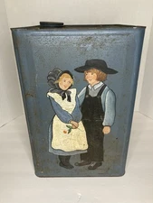 VTG Primitive Toleware Tin Bucket Pail w/ Lid Farmhouse Country Folk Art