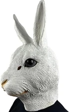 White Rabbit Head Mask - Realistic Latex Full Head Bunny Mask for Adults, Perfec