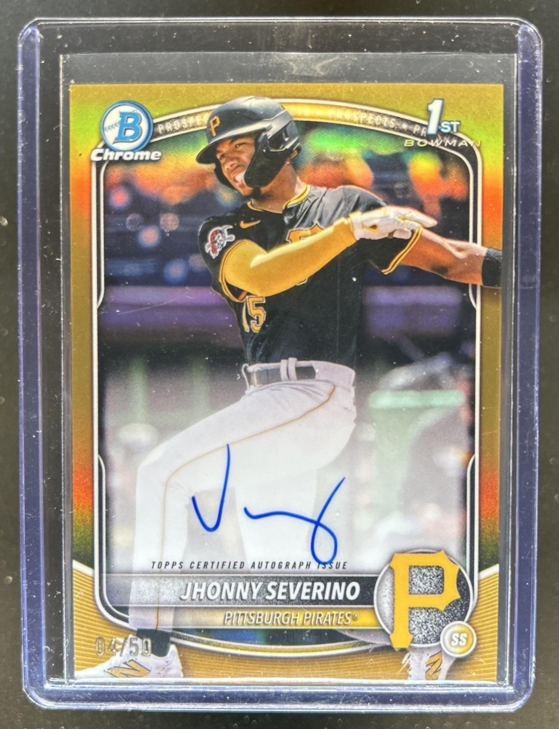 2025 Bowman Chrome Jhonny Severino Auto Gold Refractor 1st #/50 Pirates