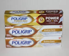 (3) SUPER POLIGRIP POWER HOLD EXTRA CARE DENTURE ADHESIVE CREAM 8/26 11/2026