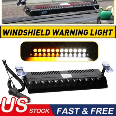 12 LED Car Emergency Warning Beacon Strobe Light Bar Windshield Dash Hazard Lamp