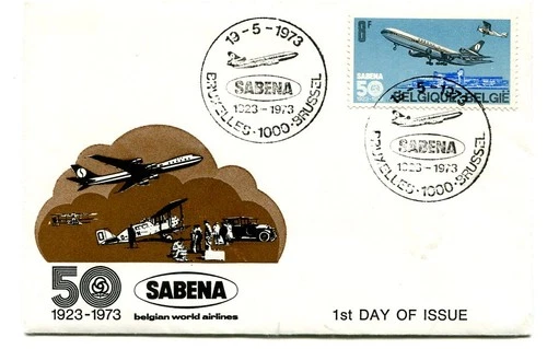 Belgium 1973 “SABENA” 50 year Anniversary illustrated first day cover