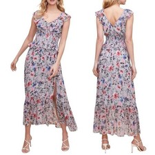 ASTR The Label 100% Silk Double V Flutter Floral Midi Dress. Size Large