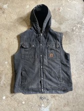 Carhartt Quilted Hooded Vest "Black" 100114-001 Men's XL Y2K Faded