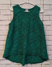 Cabi Women's Size M Sleeveless Tank Top Primary Green Open Stitching Detail