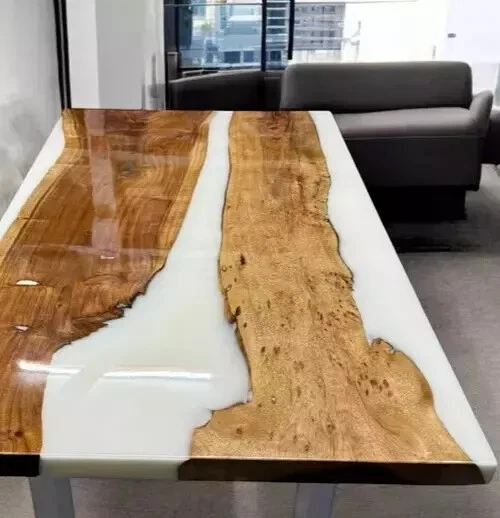 60"x30" White Epoxy Resin Dining Table | Kitchen Slab | Countertop - Image 4 of 4