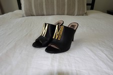 Moschino M Stud Logo Open Toe Heels / Sandals size 38 - Mule