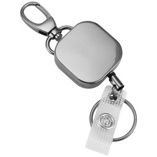 Heavy Duty Metal Retractable Carabiner Keychain Belt Badge Reels Clip 283049