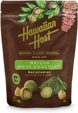 Hawaiian Host Green Tea Matcha White Chocolate Macadamias 1lb Resealable Bag x1