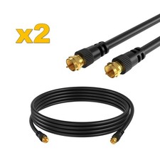 2-Pack -6ft Black RG6 Dual Shield Coax Cable for TV Antenna Satellite Dish DVD