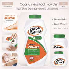 Odor-Eaters Foot Powder 6 oz, Shoe Odor Eliminator, Unscented