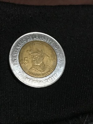 2010 5 PESOS** IGNACIO ALLENDE**  RARE **Bicentenario De La REVOLUCION **
