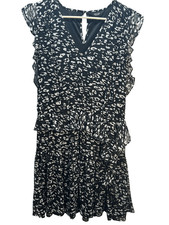 Simply Vera Vera Wang Black White Abstract Animal Print Ruffle Mini Dress XL