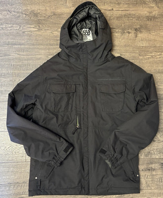 686 Mannual Black Full Zip Hooded Snowboarding Snow Ski Jacket Mens S *Read*