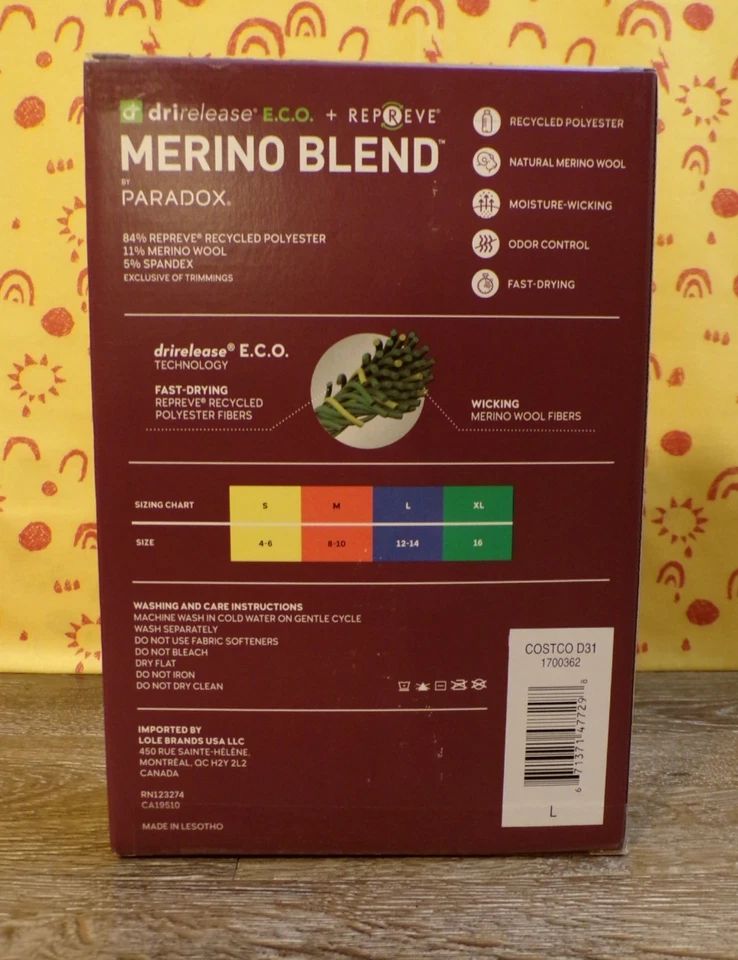 PARADOX Merino Blend NWT Women's Black Top Performance Base Layer: M or L - Image 2 of 4