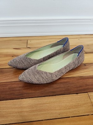 Rothy s The Point Pink Sparkle Fabric Flats Women's Size 6