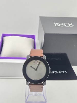 Movado Bold Men s Gray Dial Brown Leather Strap Watch - 3600442 ($495 MSRP)