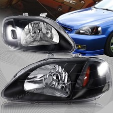 For 1999-2000 Honda Civic Jdm Black Housing W Amber Reflector Headlight Lamps For 1999-2000 Honda Civic Jdm Black Housing W Amber Reflector Headlight Lamps
