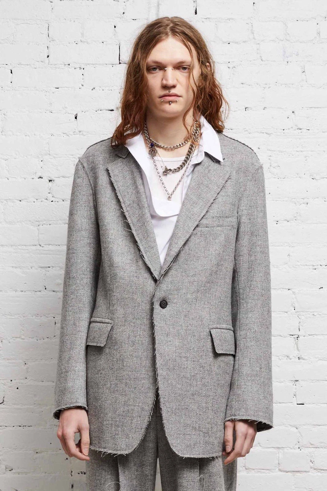 $1695 Brand New R13 Oversized Ragged Blazer Grey Small - product detail image 1