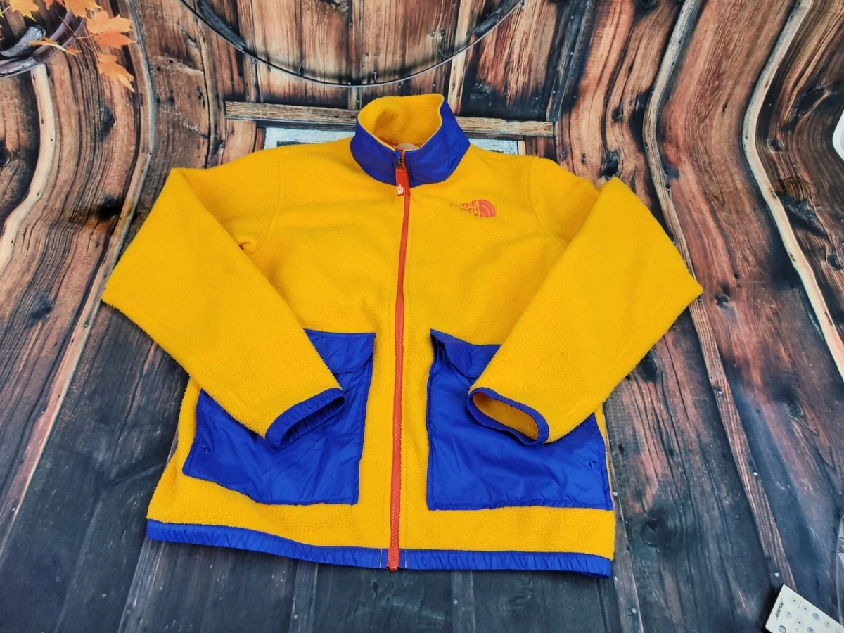 The North Face Youth XL (Fits Adult S/M) Color Block yellow & blue Fleece