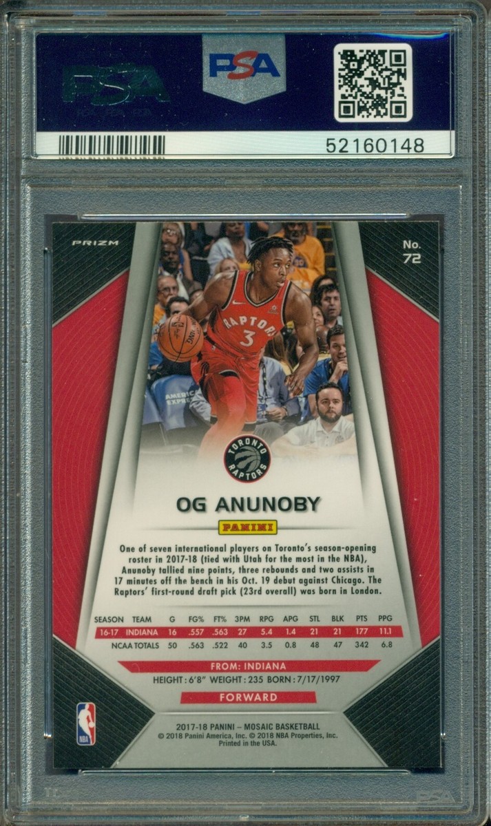 その他 OG Anunoby RC auto prizm 2017-18 Panini Mosaic OG ANUNOBY RC ROOKIE #72 RED Prizm