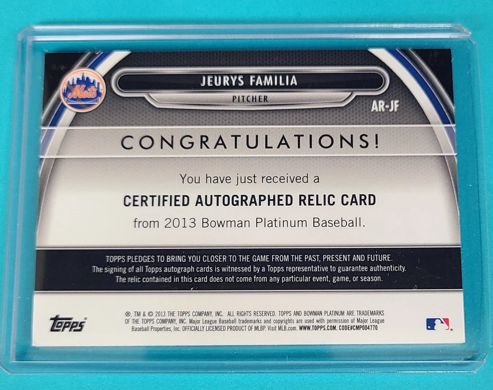 Bowman Platinum Gold 2013 parche automático reliquia/50 Jeurys Familia #AR-JF novato radiocontrol k Foto 3 de 3